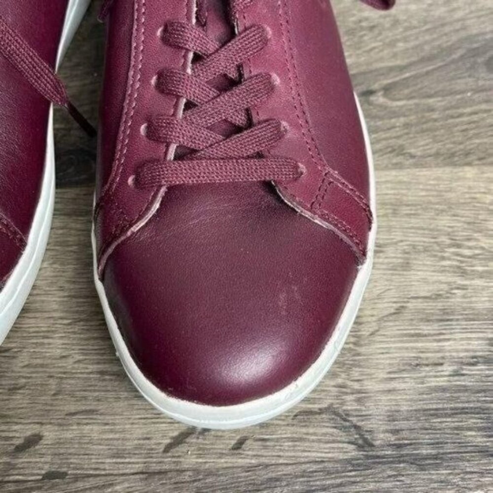 Lacoste Burgundy Woman's Sneakers Low Top Leather Sneakers Size 8 - Picture 5 of 13